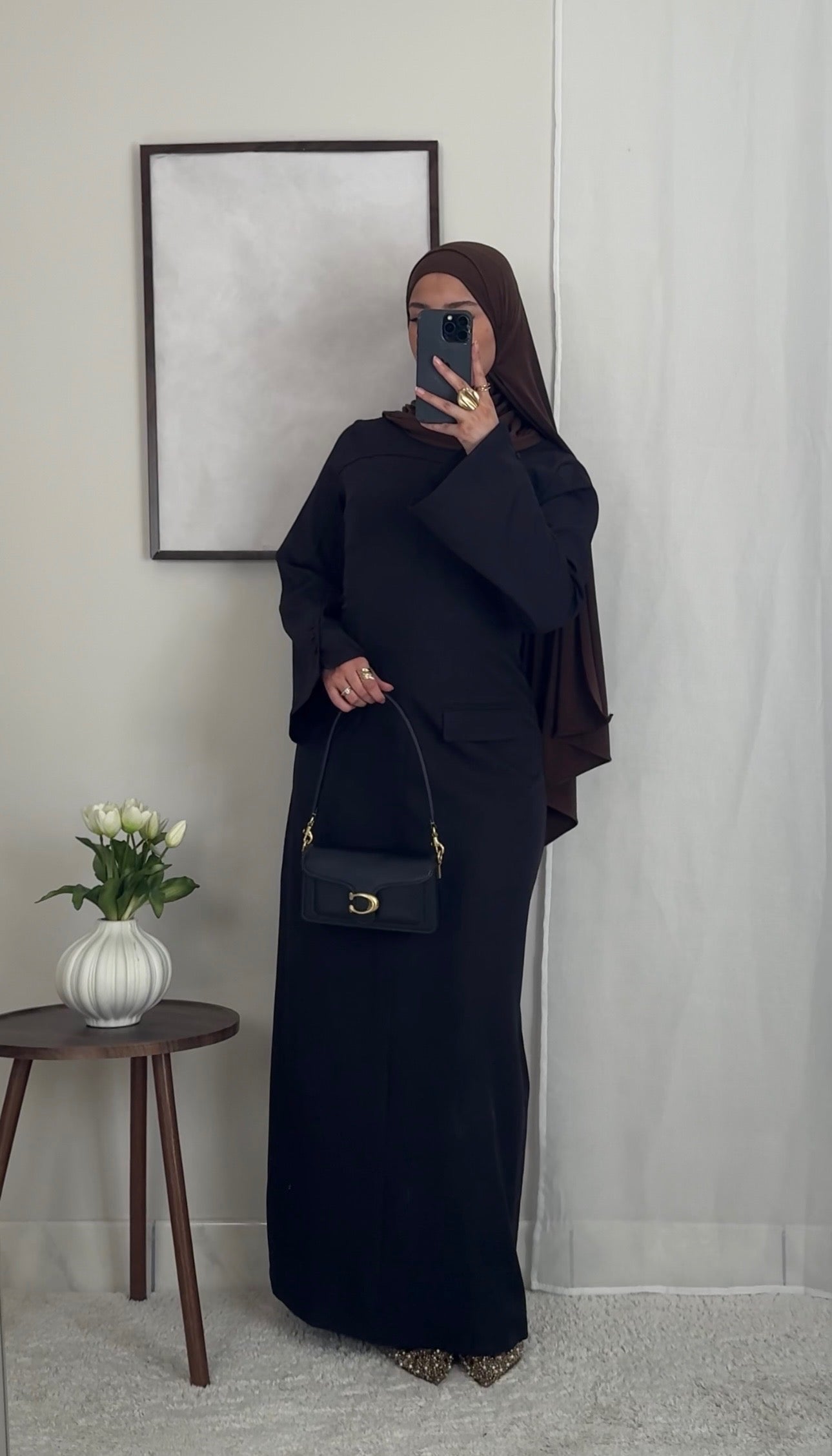 Robe longue structurée - noir -