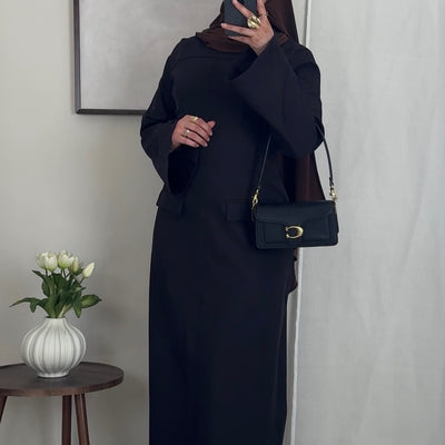 Robe longue structurée - noir -