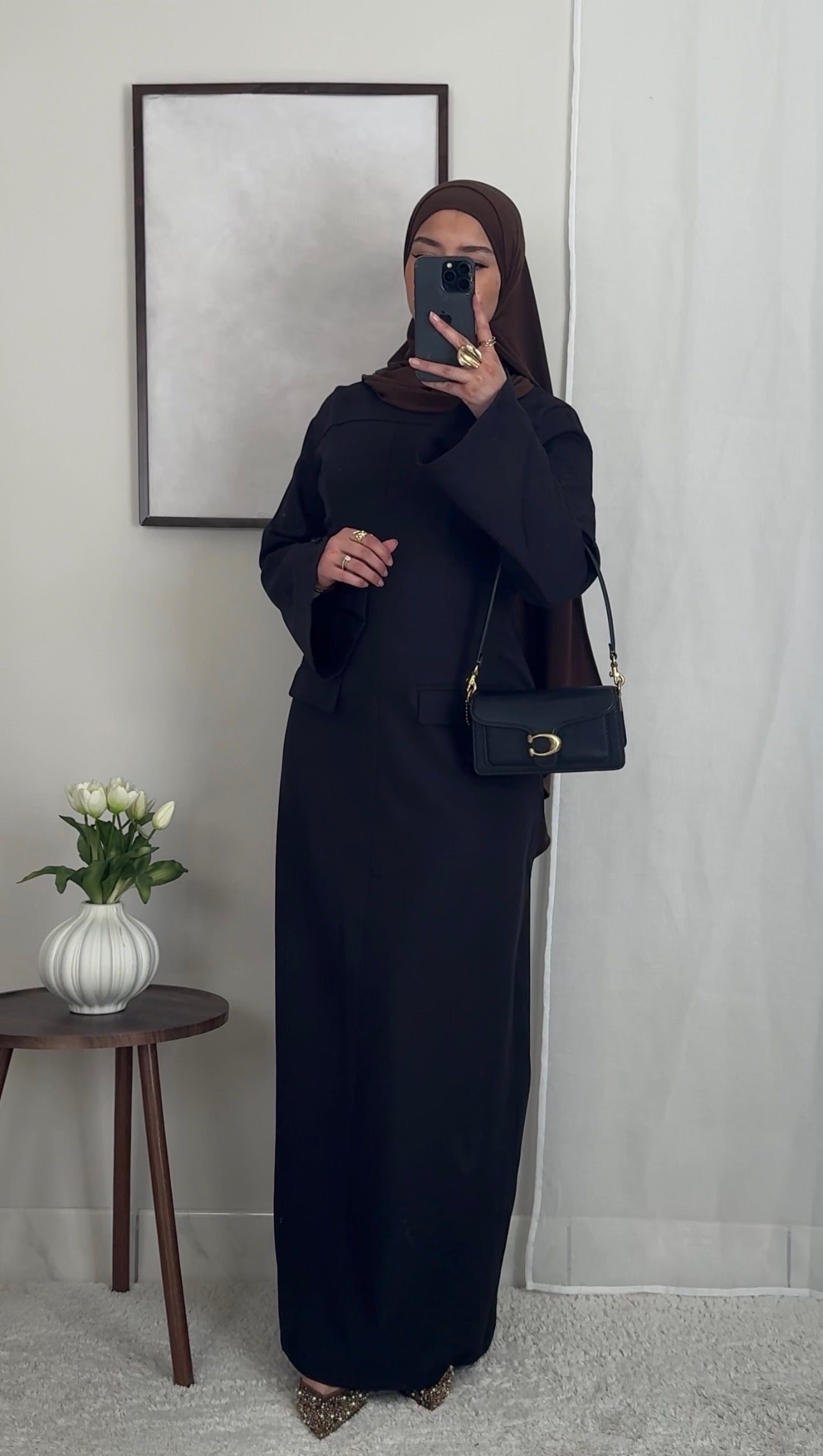 Robe longue structurée - noir -