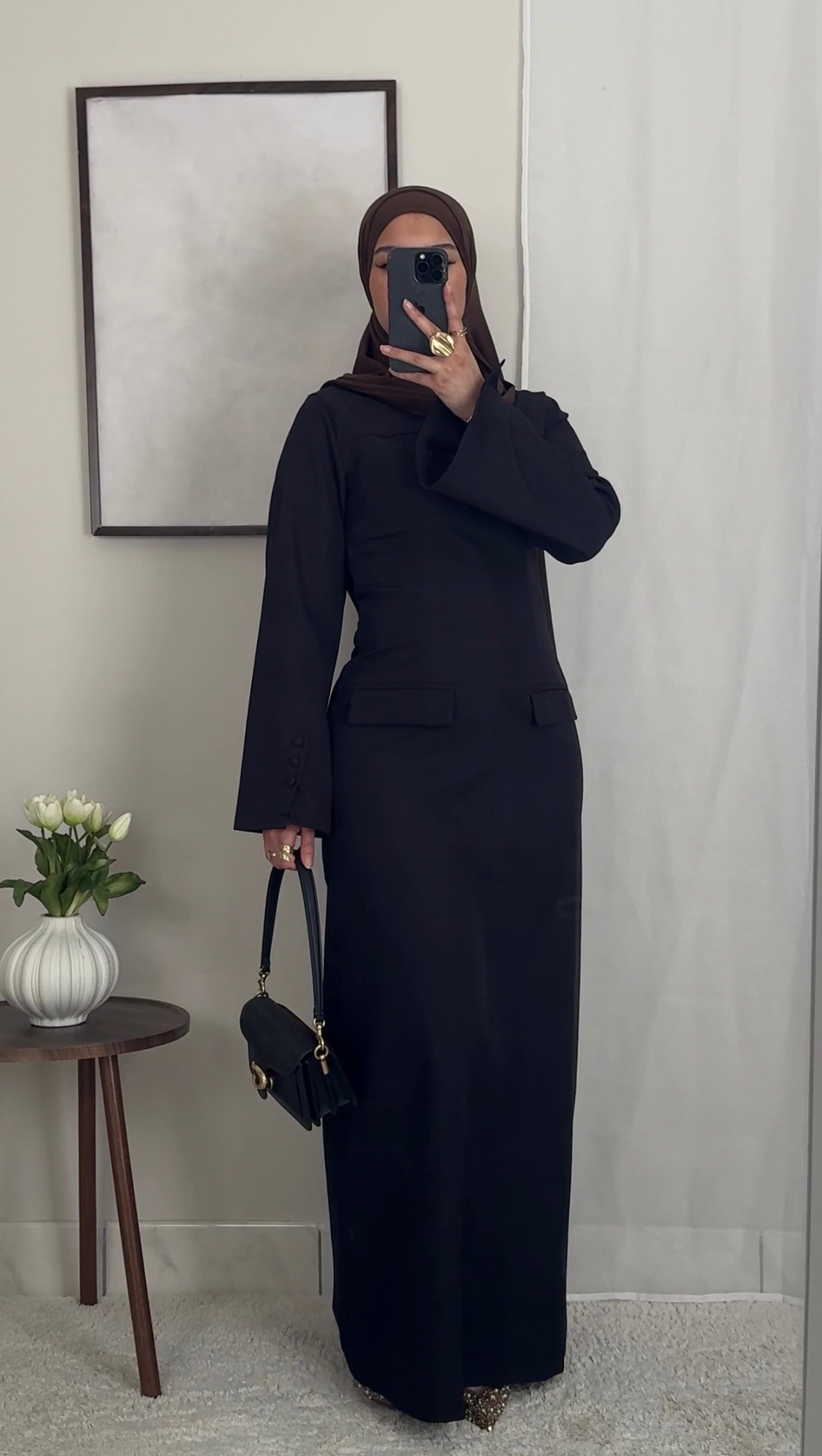 Robe longue structurée - noir -