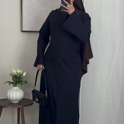 Robe longue structurée - noir -