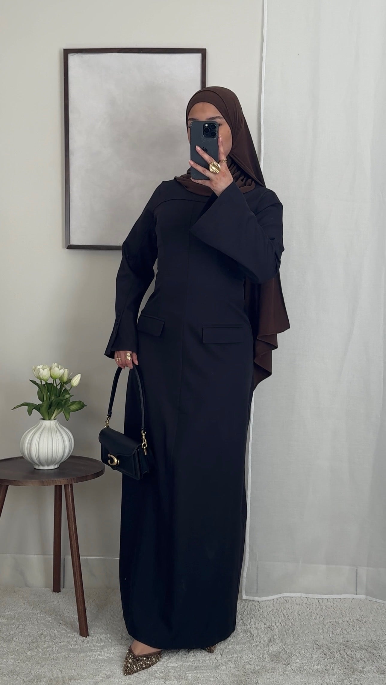 Robe longue structurée - noir -
