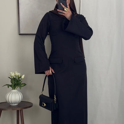 Robe longue structurée - noir -