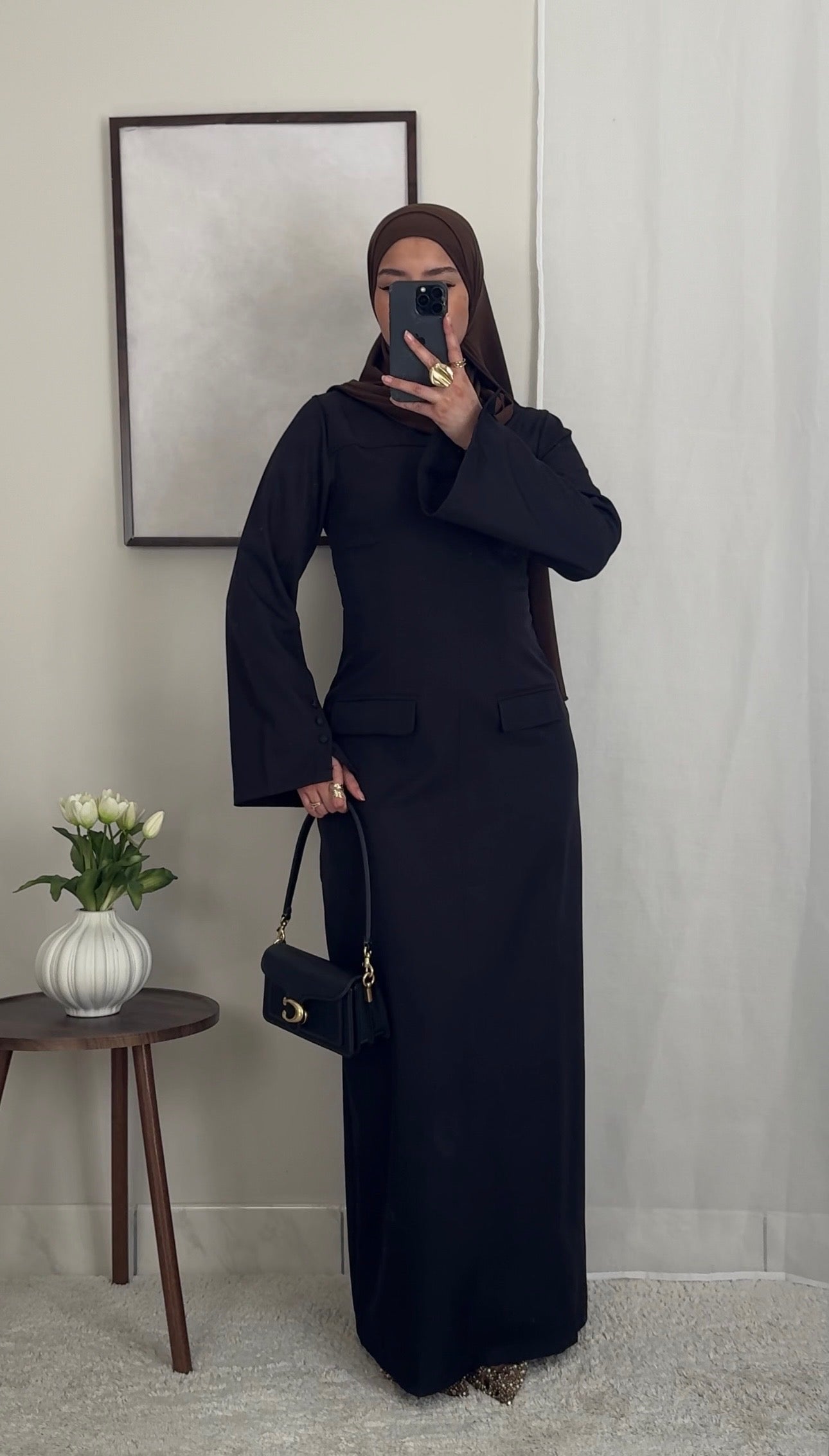 Robe longue structurée - noir -