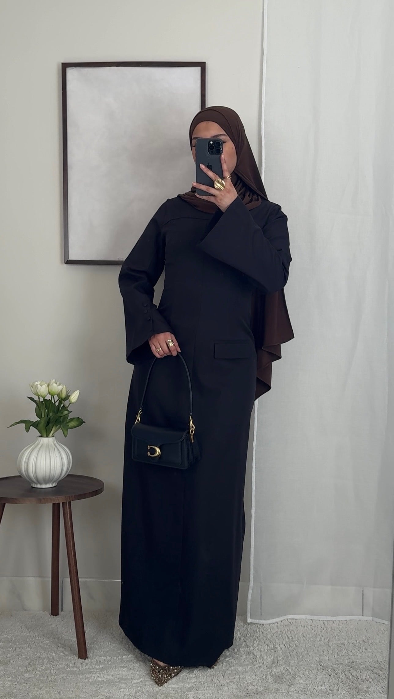 Robe longue structurée - noir -