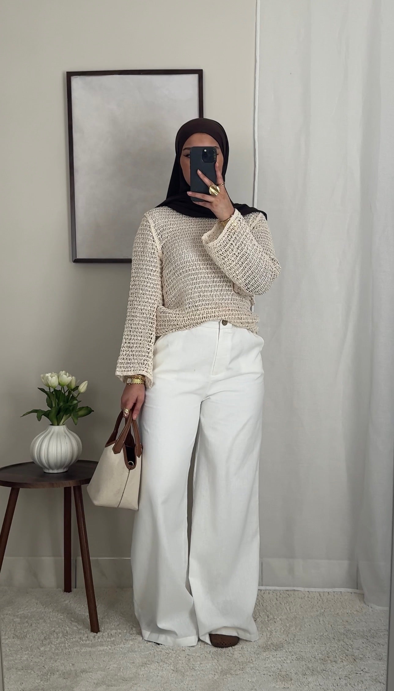 Top crochet beige