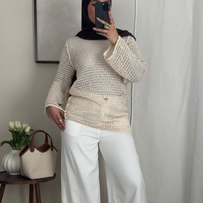 Top crochet beige
