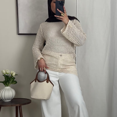 Top crochet beige