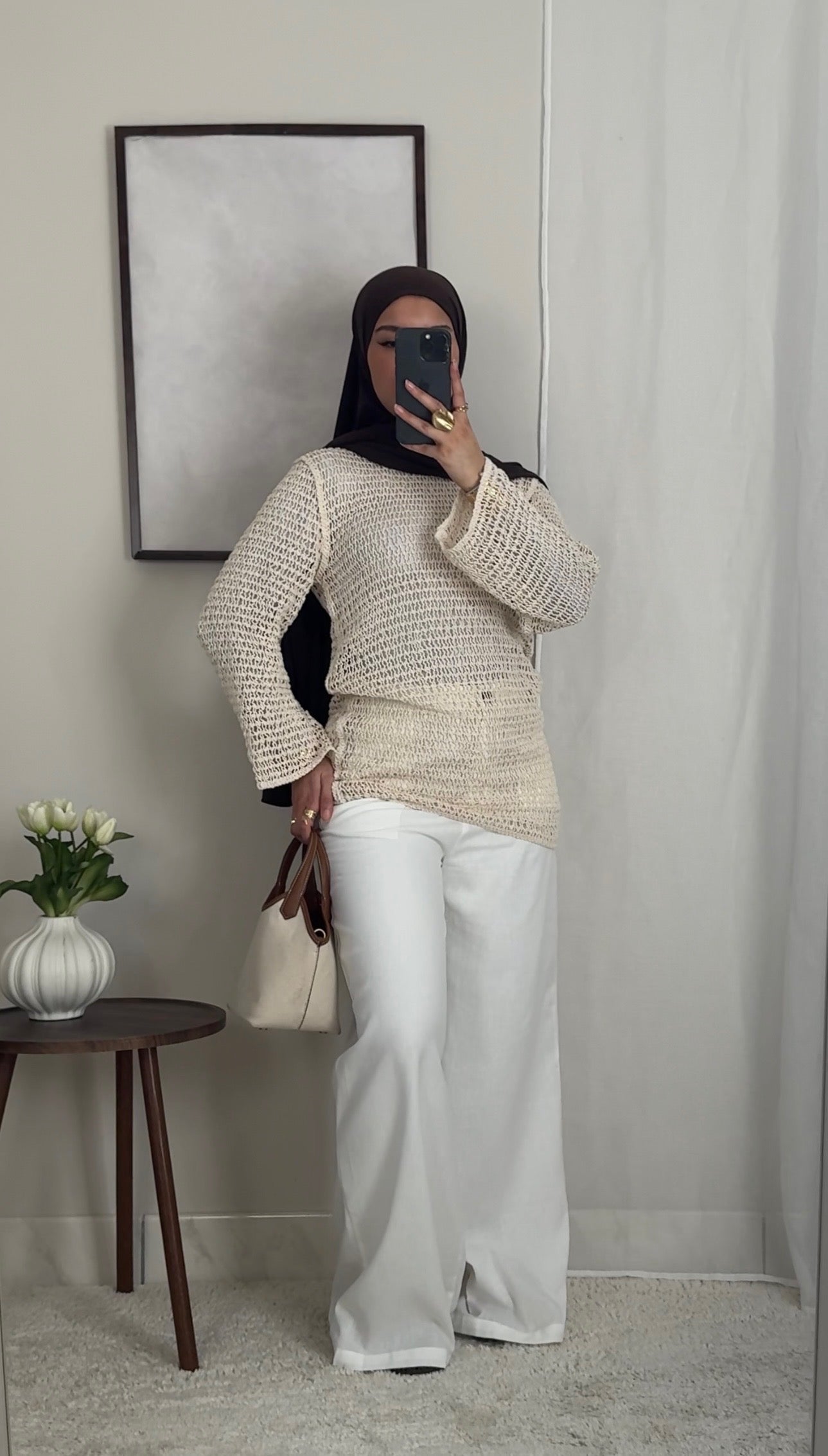 Top crochet beige