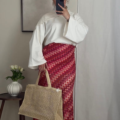 Jupe longue bicolore effet crochet