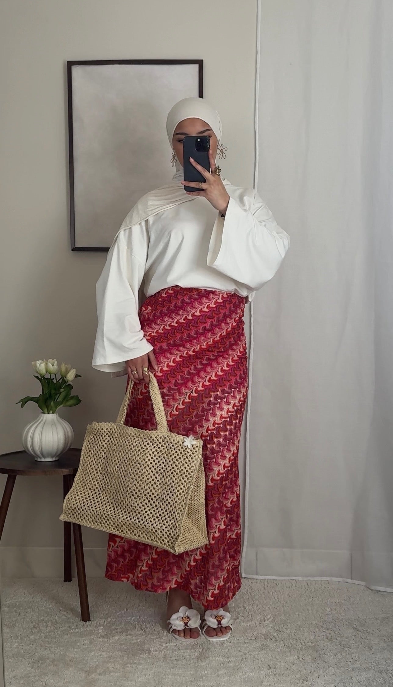 Jupe longue bicolore effet crochet