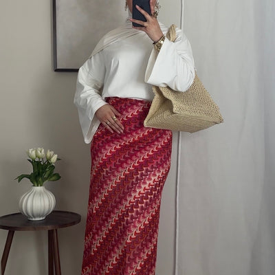Jupe longue bicolore effet crochet