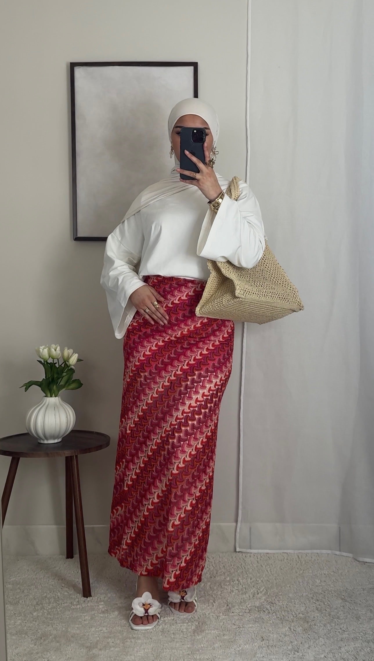 Jupe longue bicolore effet crochet
