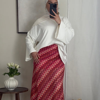 Jupe longue bicolore effet crochet