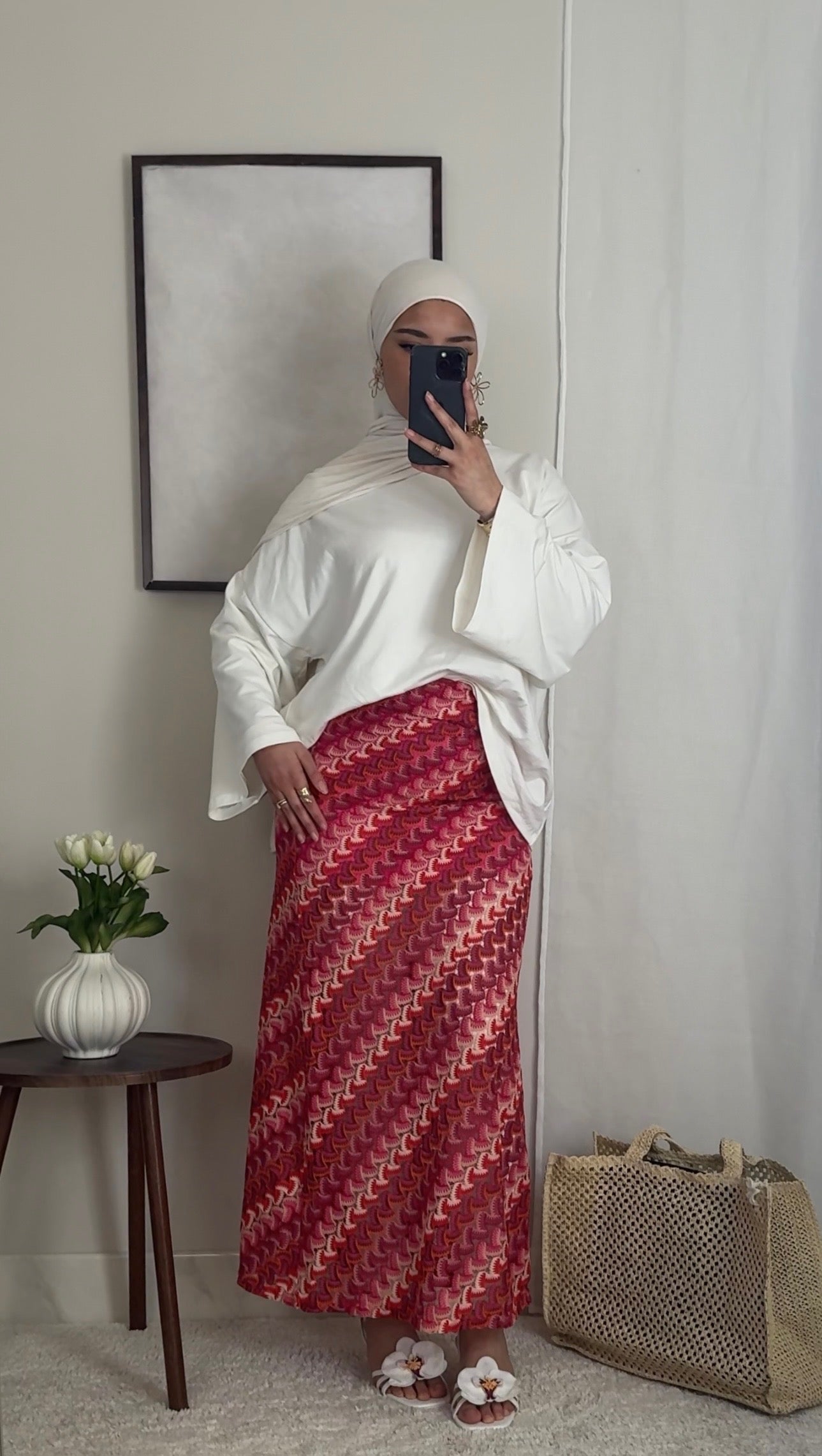 Jupe longue bicolore effet crochet