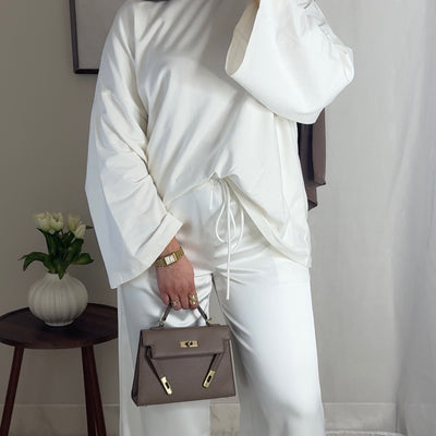 Pantalon satin fluide - blanc -