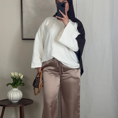 Pantalon satin fluide - mocha -