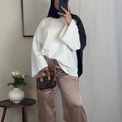 Pantalon satin fluide - mocha -