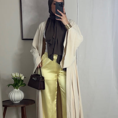 Pantalon satin fluide - jaune -