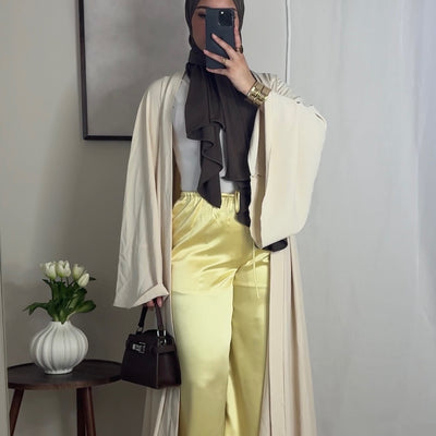 Pantalon satin fluide - jaune -