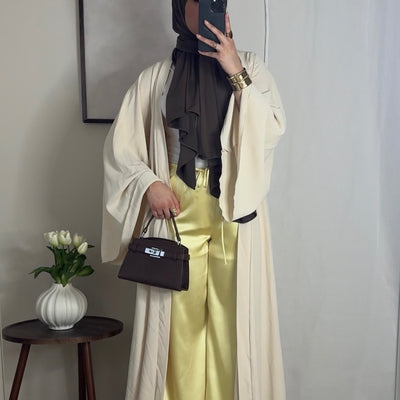 Pantalon satin fluide - jaune -