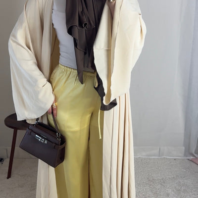 Pantalon satin fluide - jaune -