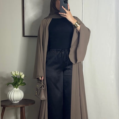 Pantalon satin fluide - noir -
