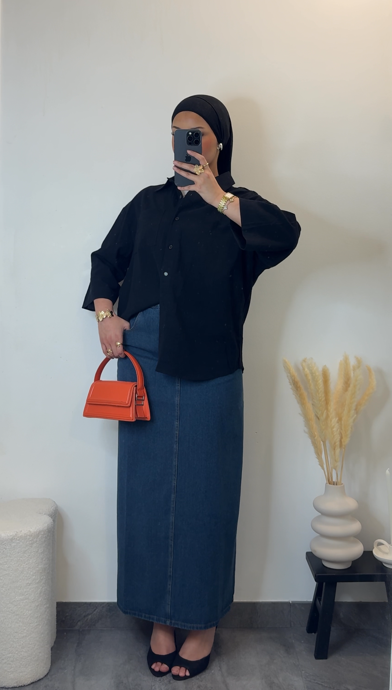 Chemise en lin oversize - noir -