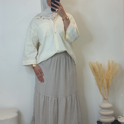 Chemise en lin oversize - ivoire -