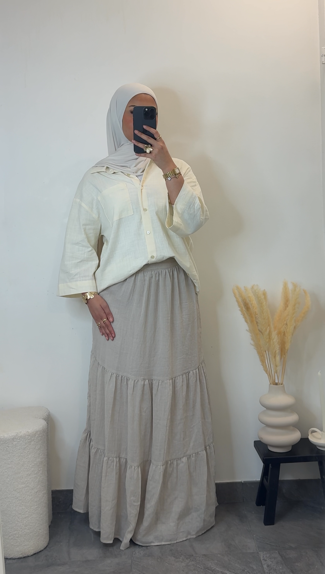 Chemise en lin oversize - ivoire -